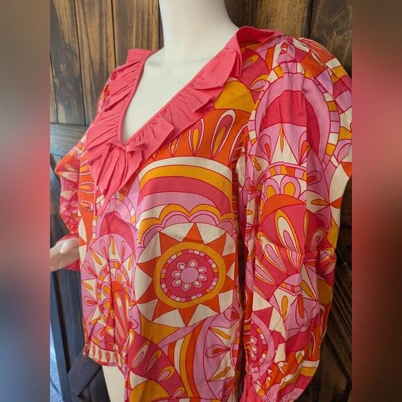 NWT Alden Adair womens medium blouse Groovy Baby Jean top - Picture 3 of 5